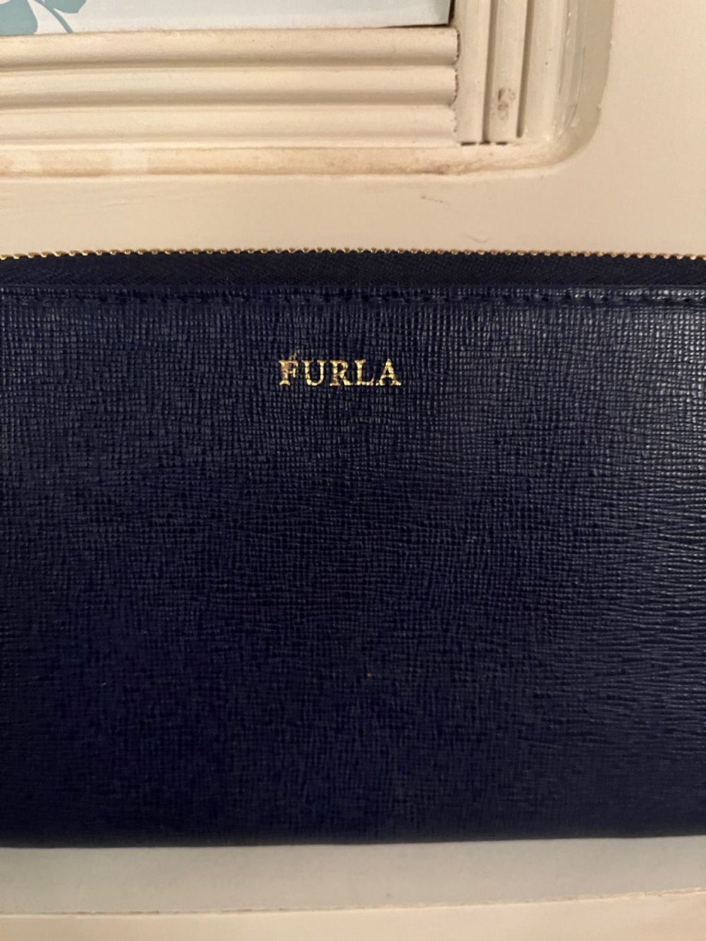 Furla Navy Saffiano Leather Zip Wallet - Picture 9 of 9